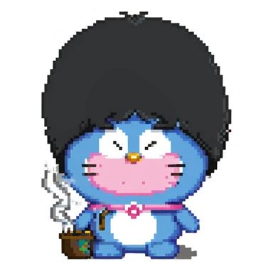 pink Doraemon smoking sticker
