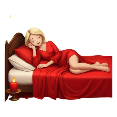 Low bed, red sheets, candles everywhere, woman reclining in shadowed control sticker