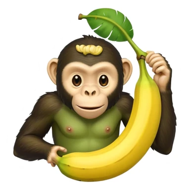 banana with a green chimpanzee head coming out of it. sticker