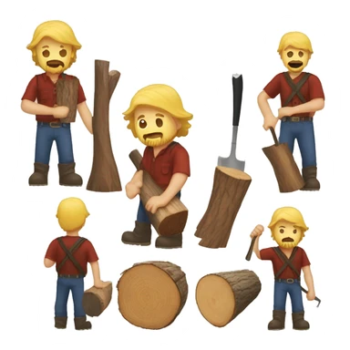 white man lumberjack with beard blond hair chopping firewood sticker