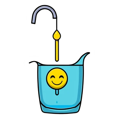 smiley face with water being poured down its throat sticker
