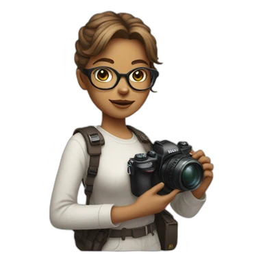 cat girl with a camera in glasses sticker