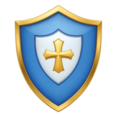 A shiny blue shield with a text white 7 in the middle and a flag animation sticker