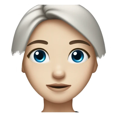 girl with long hair, blue eyes, white skin, wearing a black shirt, chuby sticker