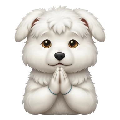 White dog with praying hands sticker