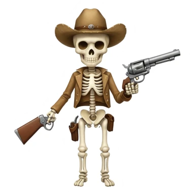 White Cowboy with a revolver skeleton sticker