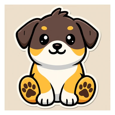 Make the paw print dark brown in cartoonish stickers sticker