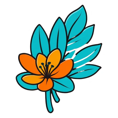 vibrant tropical flower with teal and orange colors sticker