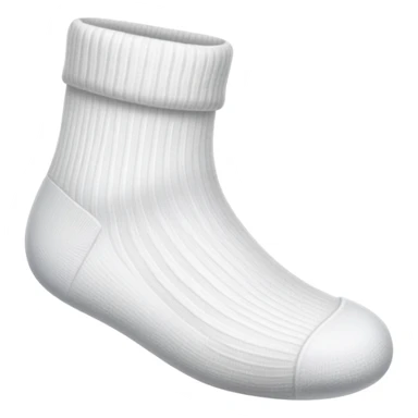 white sock seen directly from underneath showing bottom of the sole sticker