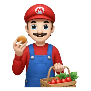 Super Mario che fa la spesa e si mangia un fungo sticker