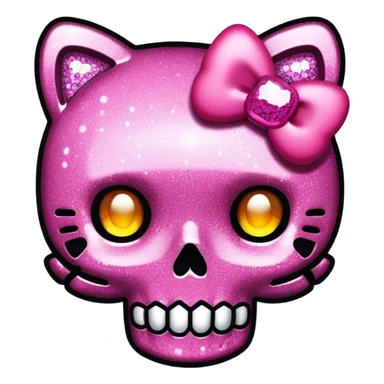Glitter skull hello kitty sticker
