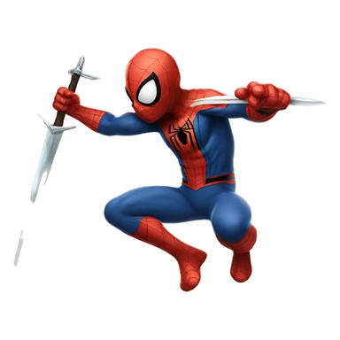 Spider-man with a BIG SWORD in a fighting pose sticker