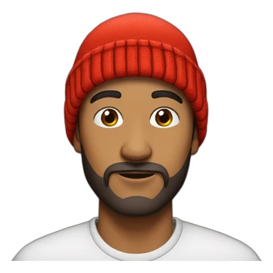 ramdane touhami with a red beanie sticker