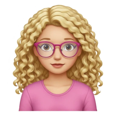 blond girl with glasses long curly hair pink top sticker