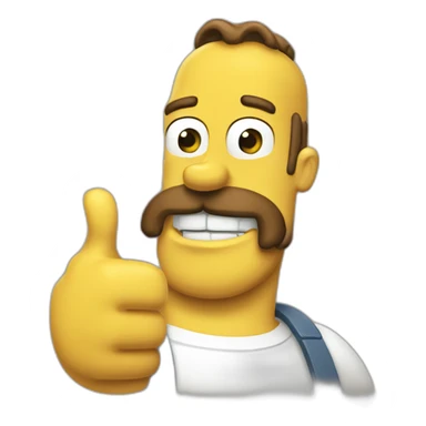 homer fat thumbs up with beard and moustaches sticker