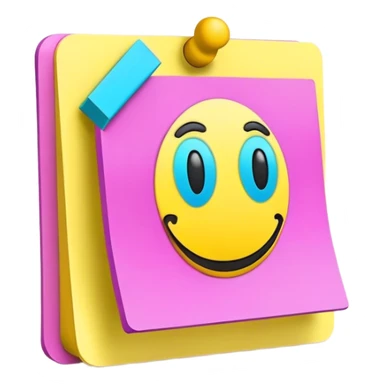 3D, psychedelic colored hippie style sticky note sticker