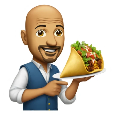 stand up comedian maz jobrani holding a taco sticker