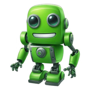 happy green robot sticker