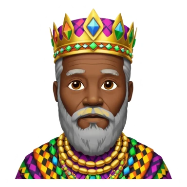 Create me an emoji of a beautiful Old African King with a beard wearing a neon Colorful gradient African Kente patterns sticker