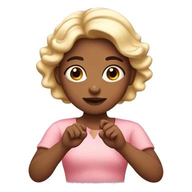 Girl with blush and 2 finger with 2 hand together  sticker