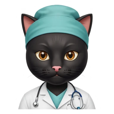 black doctor cat, surgeon mask sticker