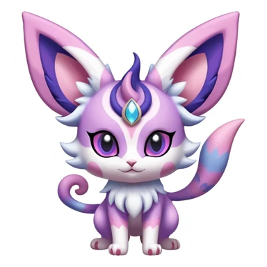 Shiny Exotic Cute Espeon-Sylveon-Purrloin-Meowstic-Hybrid-Creature with pattern-markings sticker