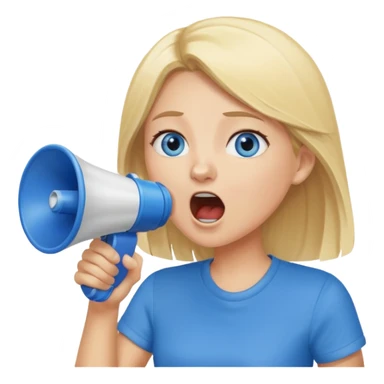  blue eyes blonde girl yelling into megaphone sticker