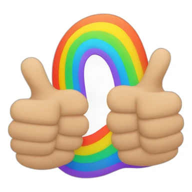 three rainbow colored thumbs up symbols sticker