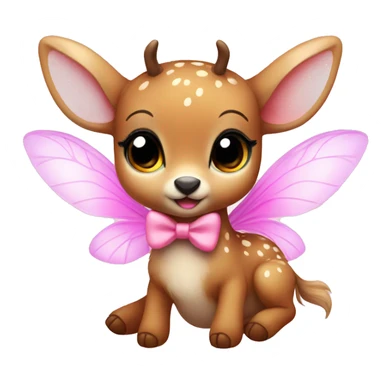 baby deer with fairy wings and a pink bow around its neck  sticker