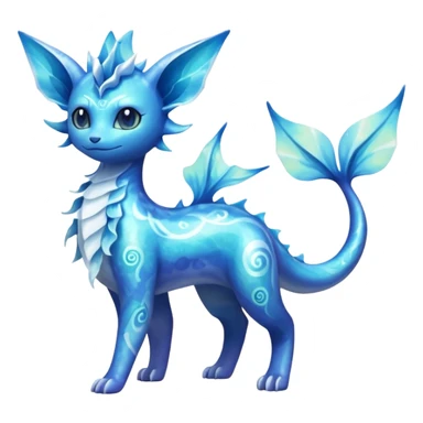 Shiny Nebulae Delcatty-Lumineon-Vaporeon-Amaura-Dragonair-Fakémon-hybrid-creature (full body)  sticker