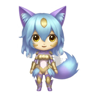 Pastel-Catgirl-Chibi-Sona-Shiny-Fakémon with a mask full body sticker