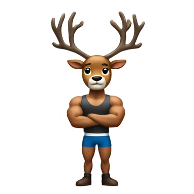 Reindeer muscular showing off biceps arms crossed masculine fierce torso and "Team Donner" on shirt sticker