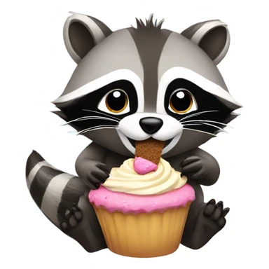 Racoon eating a cupcake sticker