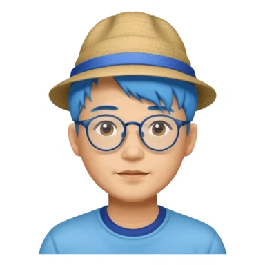 chinese man blue haired and hat and glassess sticker