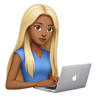 beautiful girl, with long blonde hair, straight hair, black woman with laptop sticker