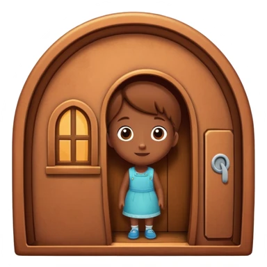 cross-section of a penny coin showing a cute character living inside, penny interior as a cozy home, tiny door and windows sticker