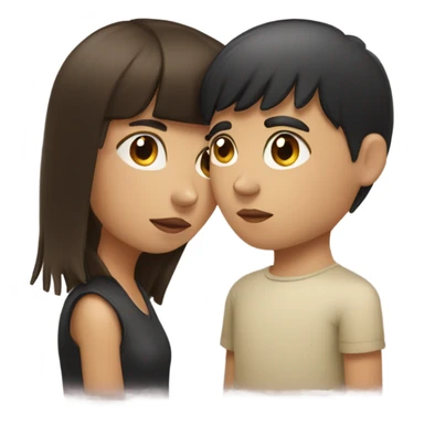 Brunette girl with fringe kissing a brunette boy sticker