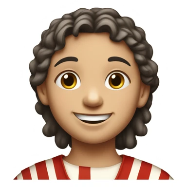 11th century european child in red striped long tunic rejoicing sticker