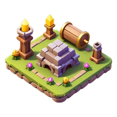 Clash of Clans aesthetic: Cinematic Playful 3D Isometric Scroll Emoji, rendered in a 3D vector-style similar to standard emojis with minimal shading and bold, simplified shapes. A compact, distinct form with signature details, softly glowing with a fantasy RPG magic charm. Simplified yet unmistakably iconic, highly detailed and consistent, glowing with a soft radiance and high shine. Stylized with a touch of heroic grandeur and a soft glowing outline, capturing the essence of a beloved gaming relic with a friendly, playful manner! sticker