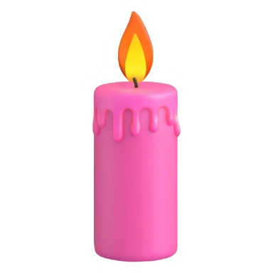 A pink candle with a flame on it, viewed from 10 degrees from above. sticker