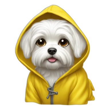 Maltese dog in yellow raincoat sticker