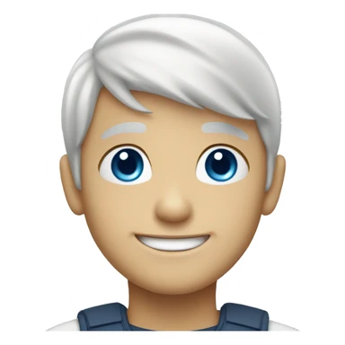 smiling boy with white hair and blue eyes sticker