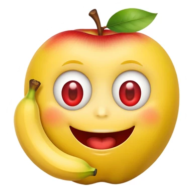 happy face with apples for eyes and banana for mouth sticker