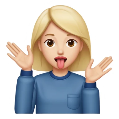 Tongue out hands to the side  sticker