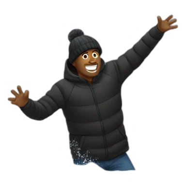 Man in black throwing snow  sticker