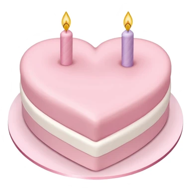 heart shaped birthday cake, pastel pink and white colors mixed, cute and simple design sticker