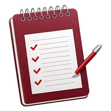 HAZ UN planificador de lista de objetivos en color vinotinto/rojo carmesí brillante, con hojas de cuaderno blancas (no agregues frutas ni nada de eso) https://imgproxy.attic.sh/insecure/f:png/plain/https://attic.sh/z0hvfdddapmiax935oa389bq0wzk  sticker