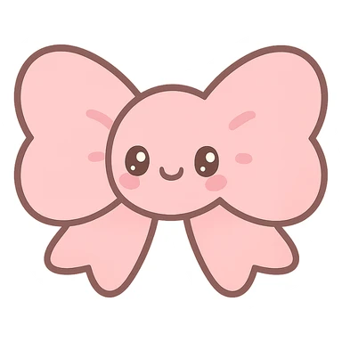 fluffy bow with cute face, pastel colors, kawaii style sticker