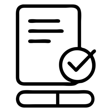 project icon with a checkmark or progress bar, outlined style sticker