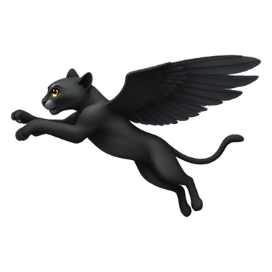 winged black puma flying sticker